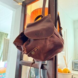 Portland Leather  Brown Bucket Backpack